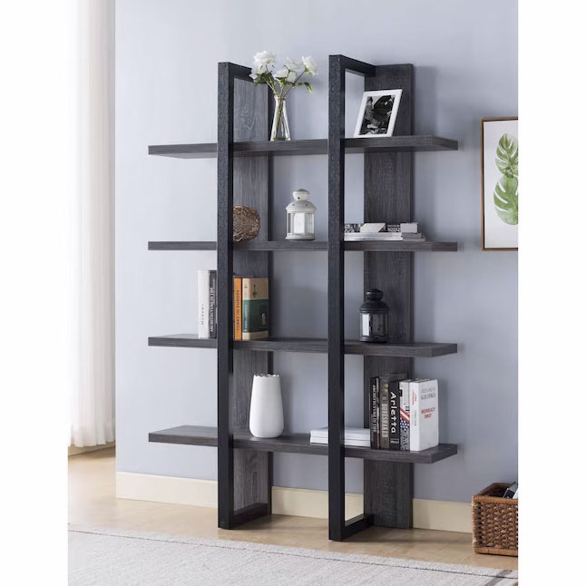 HIKUYA Mdf 5-Shelf Bookcase Large Capacity Bookcase MDF Home Office Open Bookshelf