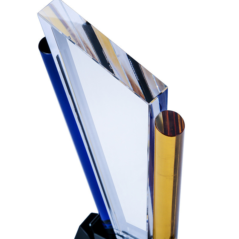 Honor of Crystal Creative K9 Crystal Customized 3D Glass Plaque Crystal Blue Trophy Awards