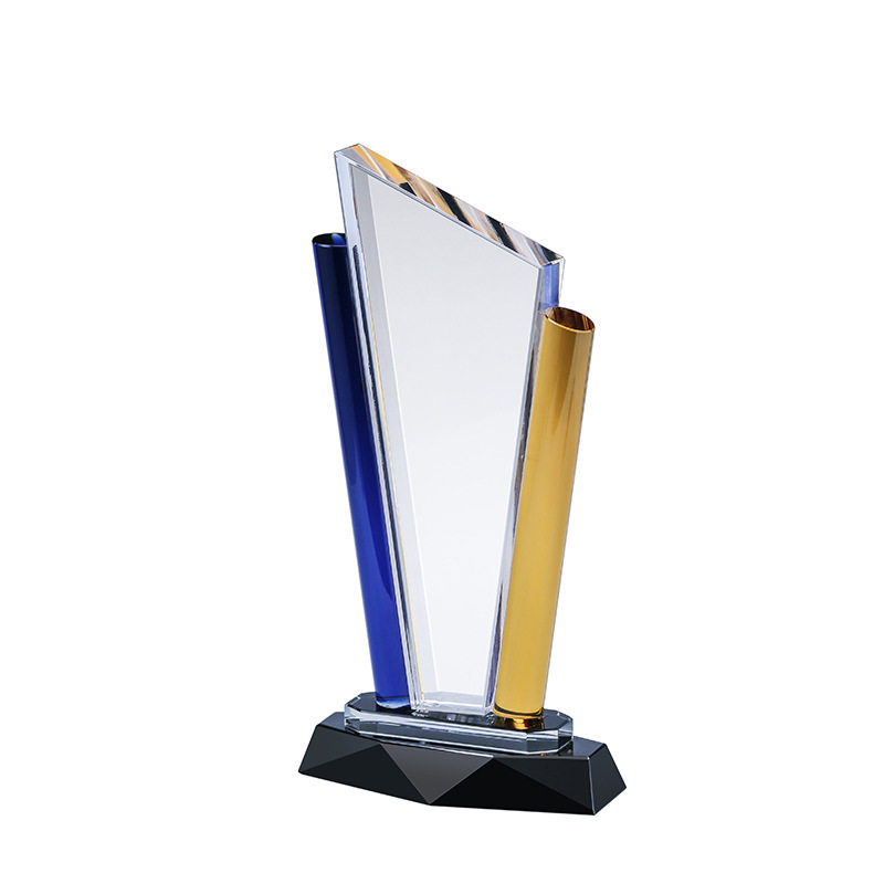 Honor of Crystal Creative K9 Crystal Customized 3D Glass Plaque Crystal Blue Trophy Awards