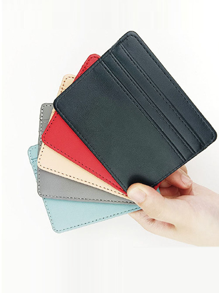 Leather ID Card Holder Candy Color Bank Credit Gift Box Multi Slot Slim Case Wallet Men Women Card Holder Wallets