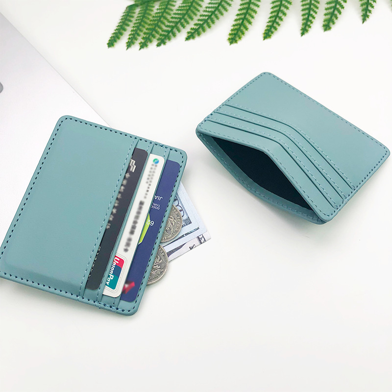 Leather ID Card Holder Candy Color Bank Credit Gift Box Multi Slot Slim Case Wallet Men Women Card Holder Wallets