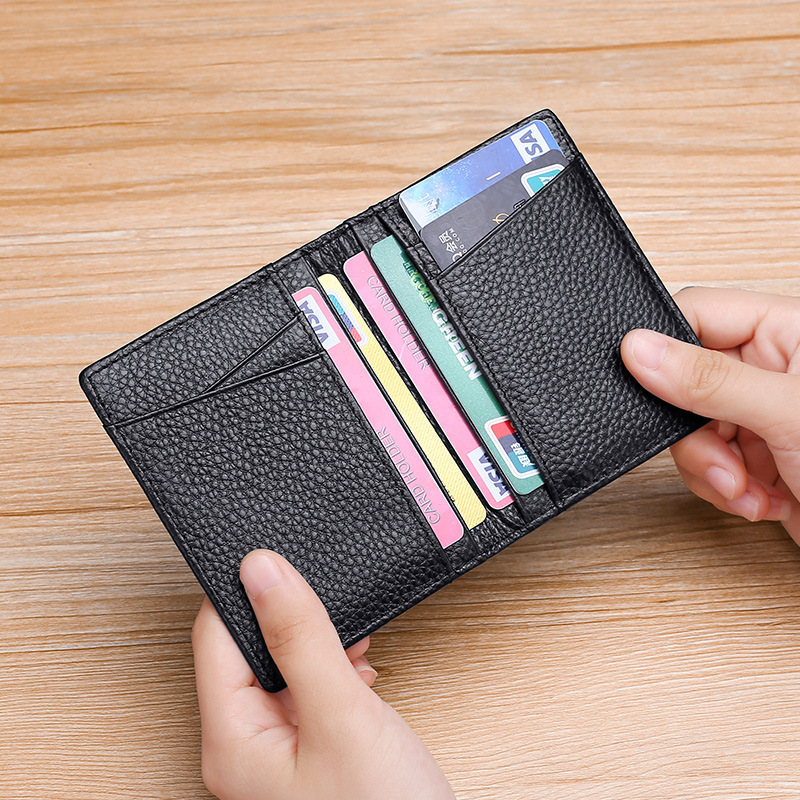 Super Soft Men's Genuine Leather Card Wallet Slim Thin Mini Small Bifold Wallet Credit Card Holder Coin Purse Compact Money Bag