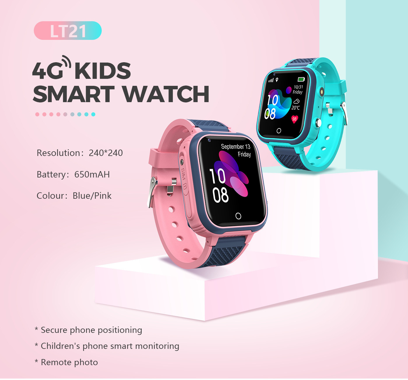 LT21 4G Smart Watch Kids WIFI Video Call SOS IP67 Waterproof Child Smartwatch Camera Monitor GPS Tracker Location Phone Watch