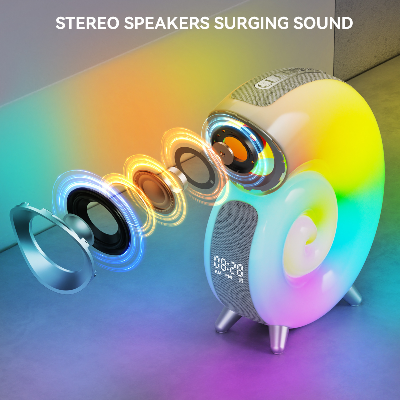 Conch Bluetooth Speakers Sunrise Bedside Atmosphere Lamp LED Night Light RGB with Stereo Colorful Music Rhythm Light APP Control