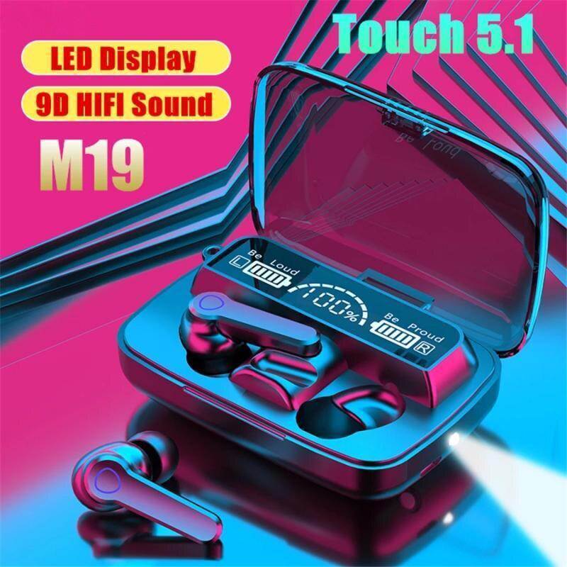 Hot Sale New M19 TWS Bluetooth 5.0 Wireless Stereo Earphones Earbuds  Waterproof Headphone Headset With Charging Case