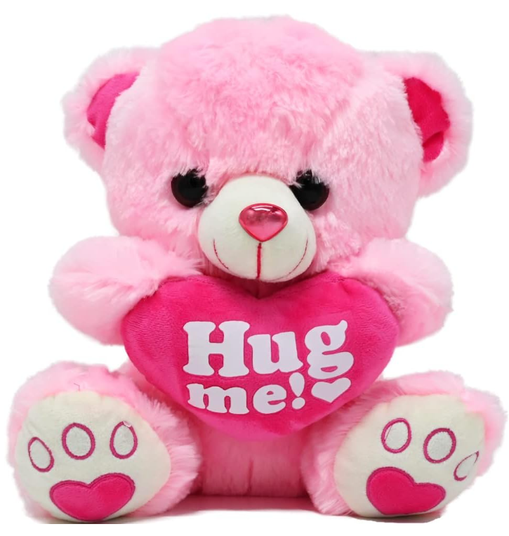 Valentine Teddy Bear Stuffed Animal Pink Plush Bear with Hug Me Pink Heart Pillow Valentines Day Gift for Kids