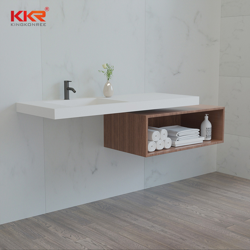 Modern bathroom vanity cabinet solid surface vanity top design