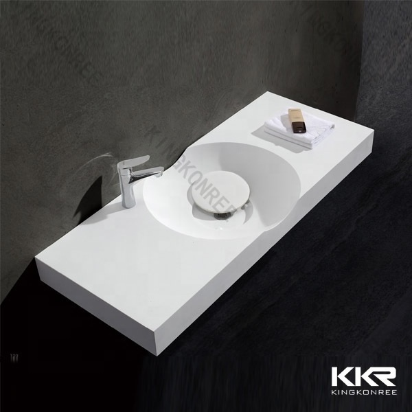 kingkonree solid surface wall hung basin rectangle artificial stone basin bathroom sink with faucet