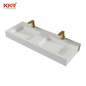 kingkonree solid surface wall hung basin rectangle artificial stone basin bathroom sink with faucet