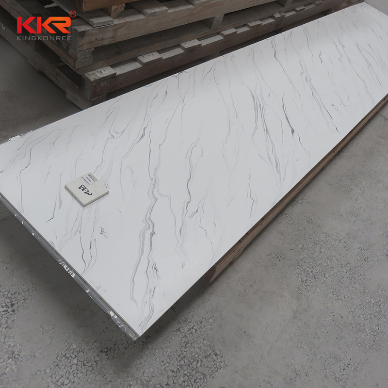 Newly white carrara marble solid surface sheets quartz looks acrylic solid surface slabs artificial stone for kitchen tops