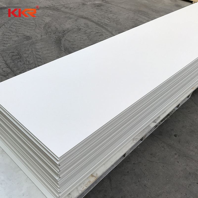 Guangdong faux stone Aspen snow 6mm thin solid surface big slab for sale