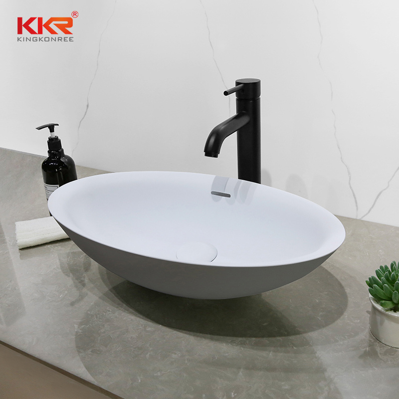 Bathroom Vessel Sink Hand Wash Basin Hot Sale Gold Oval Countertop Ceramic Black Red White Light Stone OEM Item Surface Packing