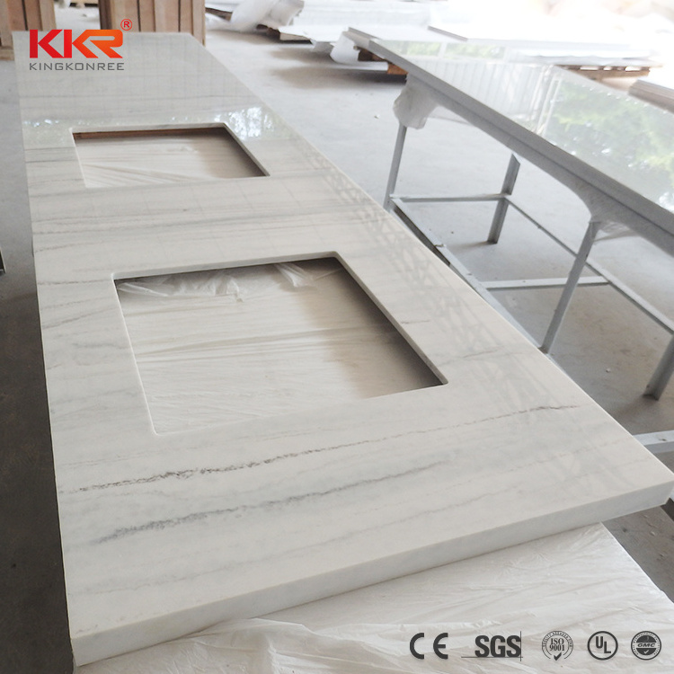 Prefab Synthetic Stone Solid Surface Quartz Stone Kitchen Countertops Vanity Top Solid Surface