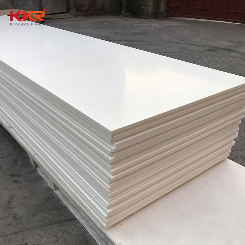 Guangdong faux stone Aspen snow 6mm thin solid surface big slab for sale