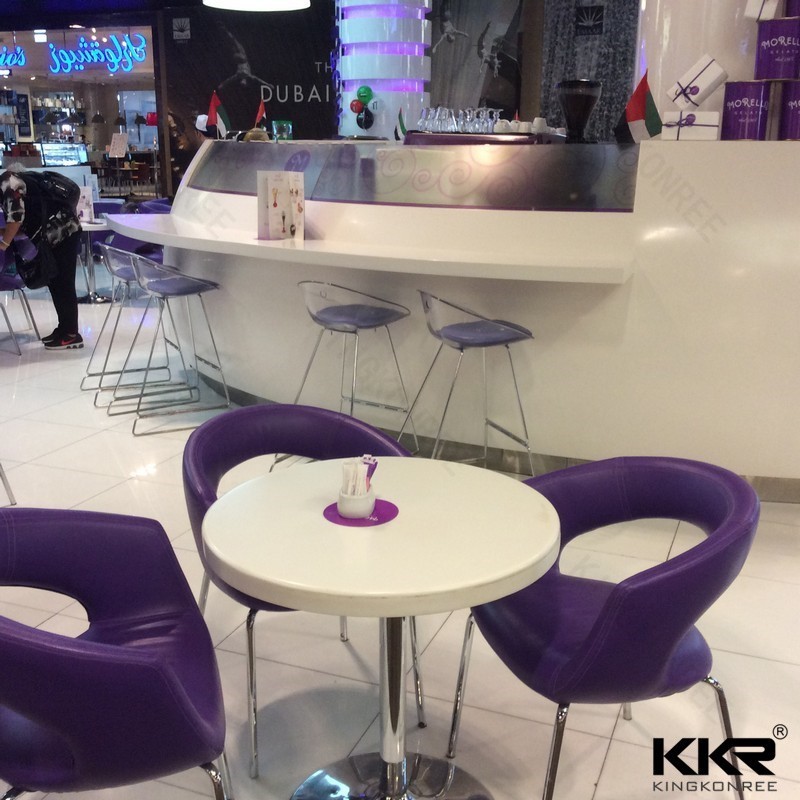 KKR customized artificial stone light up set high chair bar table fast food counter bar table