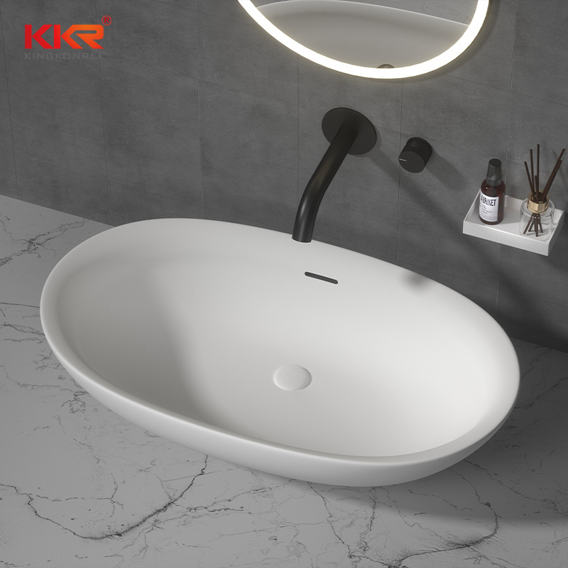 Bathroom Vessel Sink Hand Wash Basin Hot Sale Gold Oval Countertop Ceramic Black Red White Light Stone OEM Item Surface Packing