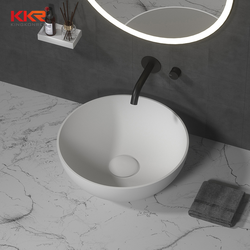 2022 Bathroom Sink Hand Wash Basin Hot Sale Countertop Ceramic Black Red White Light Stone OEM Item Surface Packing