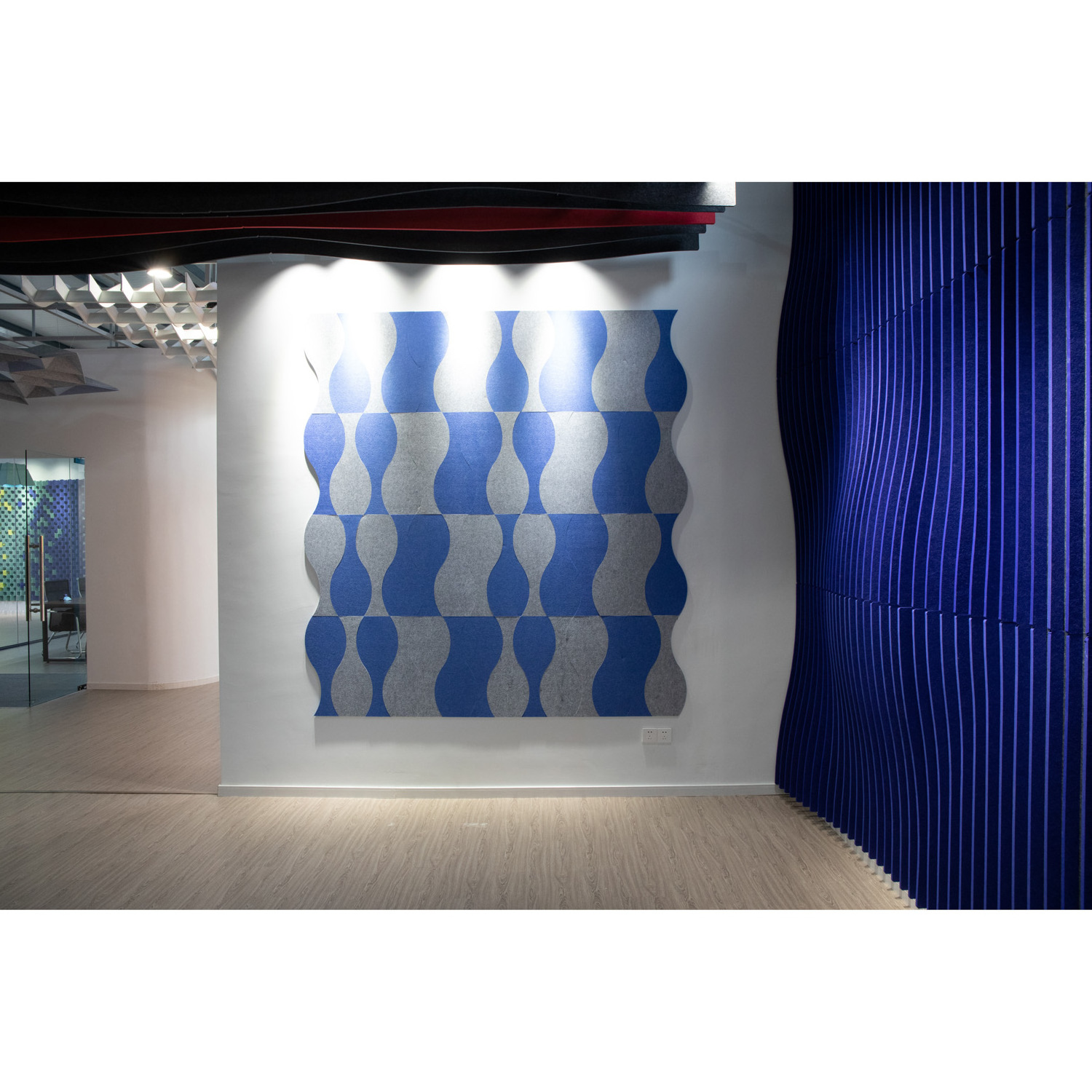 Sound Absorbing Acoustic Wall Panel Grooved Wood Slat Polyester Fiber Board Meeting Room Soundproof