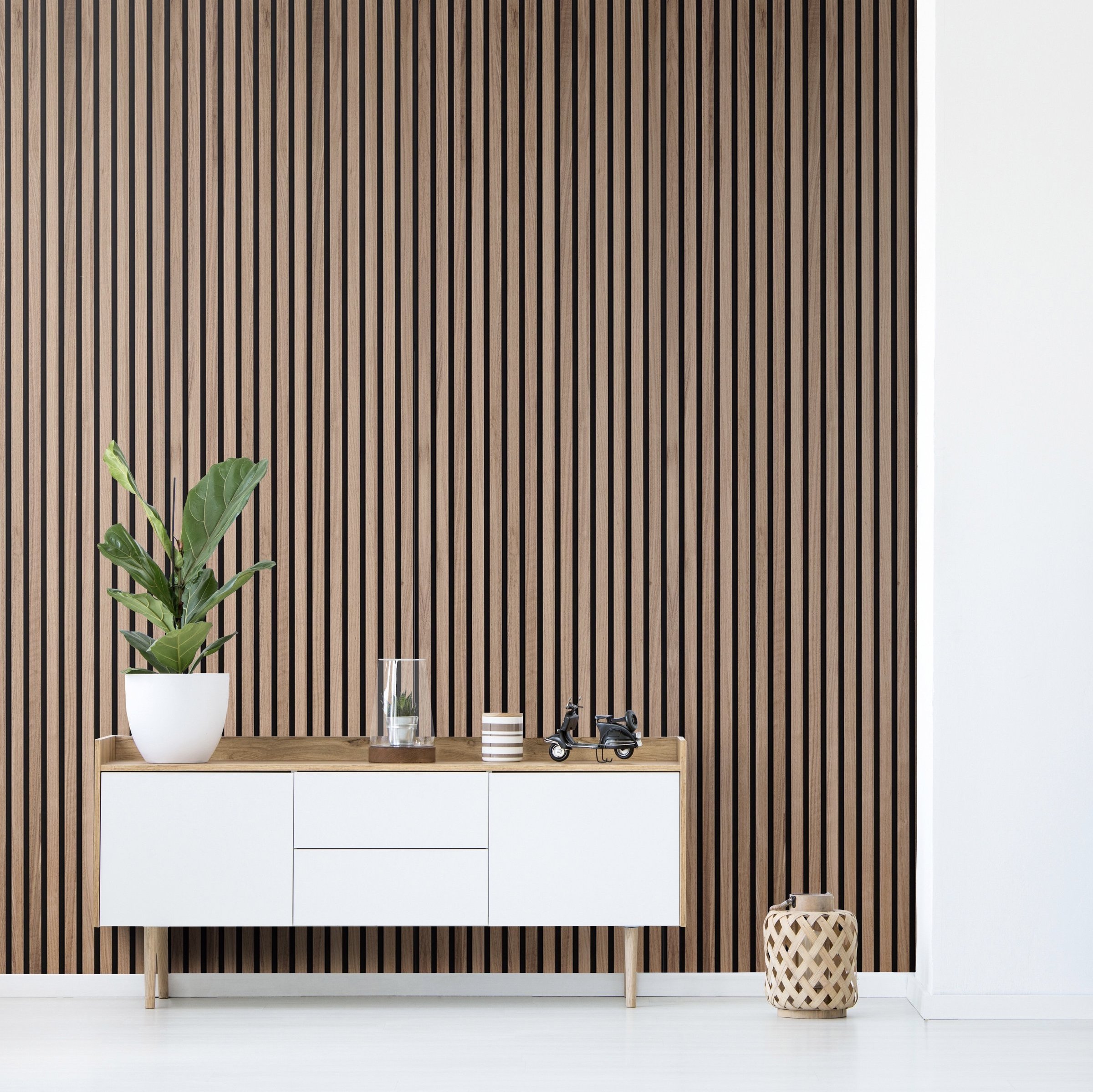 3D Soundproofing Wooden Slats Wall Covering Wood Veneer Pet Felt Acoustic Panel