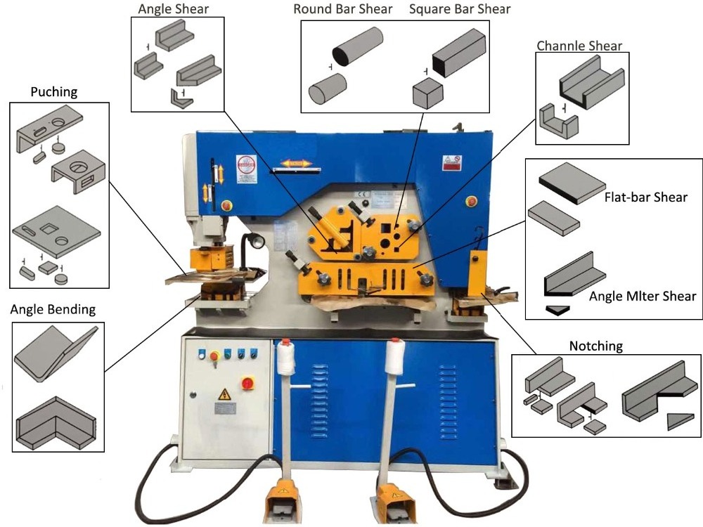 KK-90 90 tons pressure ironworker sheet metal bending machine construction steel round bar square bar cut punch machine