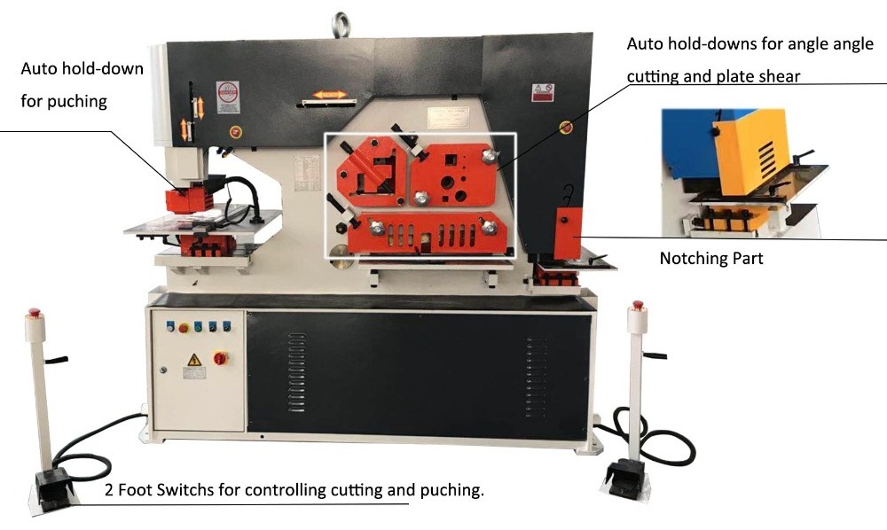 KK-90 90 tons pressure ironworker sheet metal bending machine construction steel round bar square bar cut punch machine