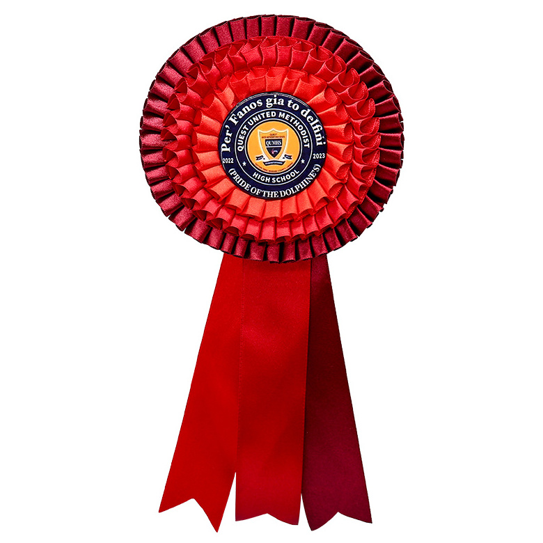 Manufacturer Custom Printed Round Satin Ribbon Award Rosette Badge for Horse Show