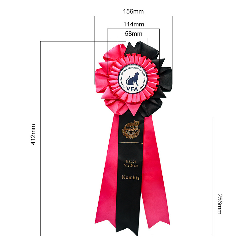 Manufacturer Custom Printed Round Satin Ribbon Award Rosette Badge for Horse Show