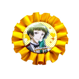 Professional Customized Logo Anime Button Award Ribbon Rosette Badge