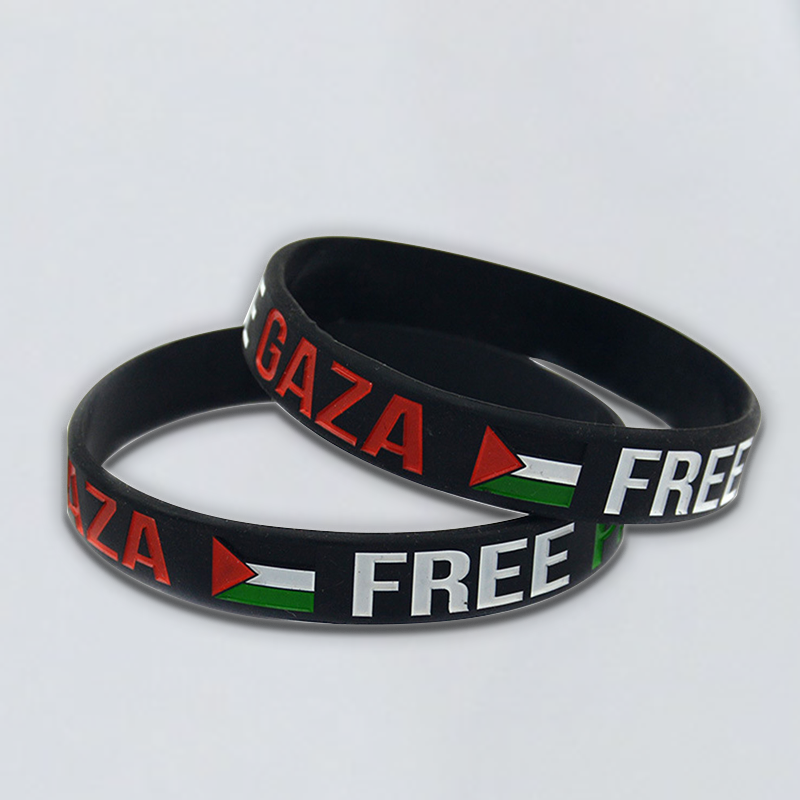 Palestine Silicone Bracelet Custom Logo Country Flags Palestine Rubber Embossed Silicone Wristband