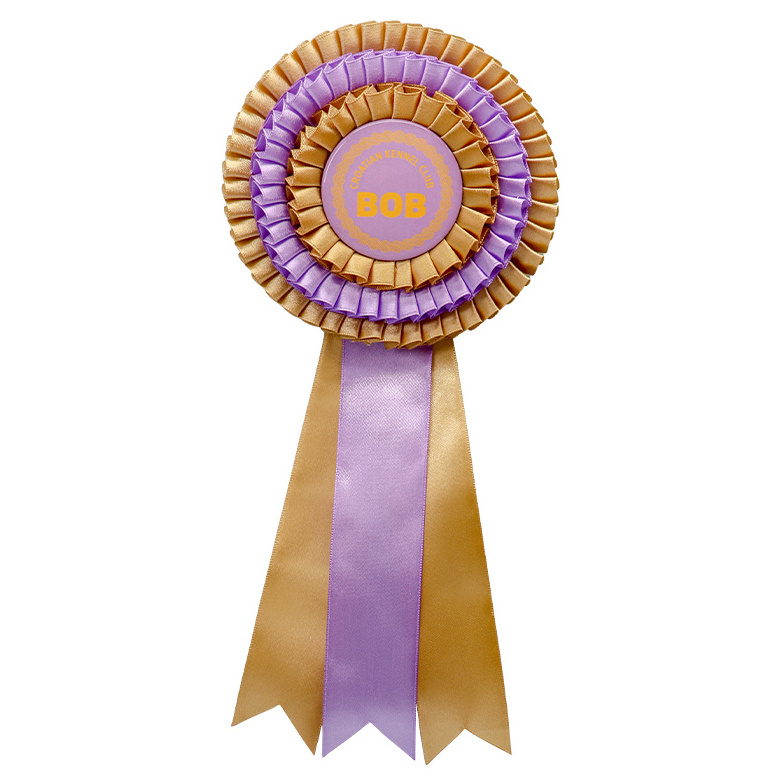 Manufacturer Custom Printed Round Satin Ribbon Award Rosette Badge for Horse Show