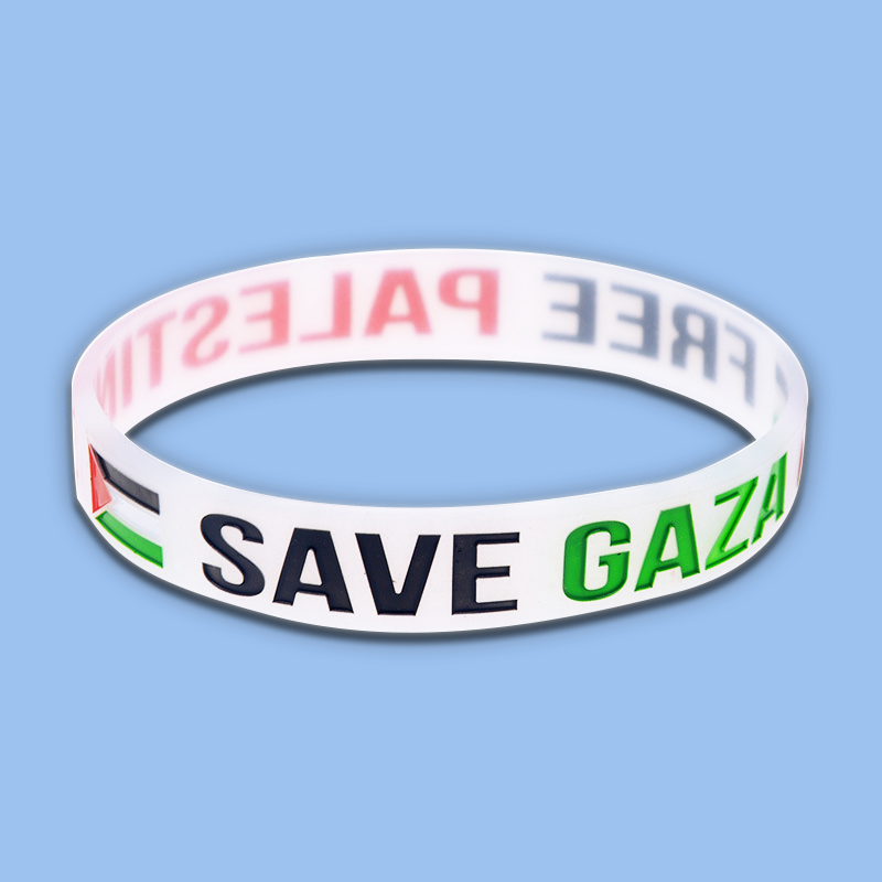 Palestine Silicone Bracelet Custom Logo Country Flags Palestine Rubber Embossed Silicone Wristband