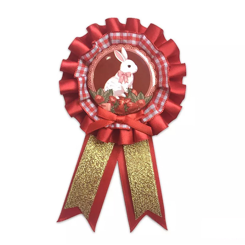 Professional Customized Logo Anime Button Award Ribbon Rosette Badge