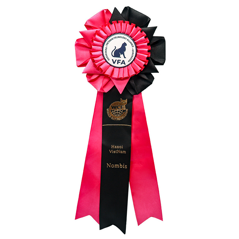 Manufacturer Custom Printed Round Satin Ribbon Award Rosette Badge for Horse Show