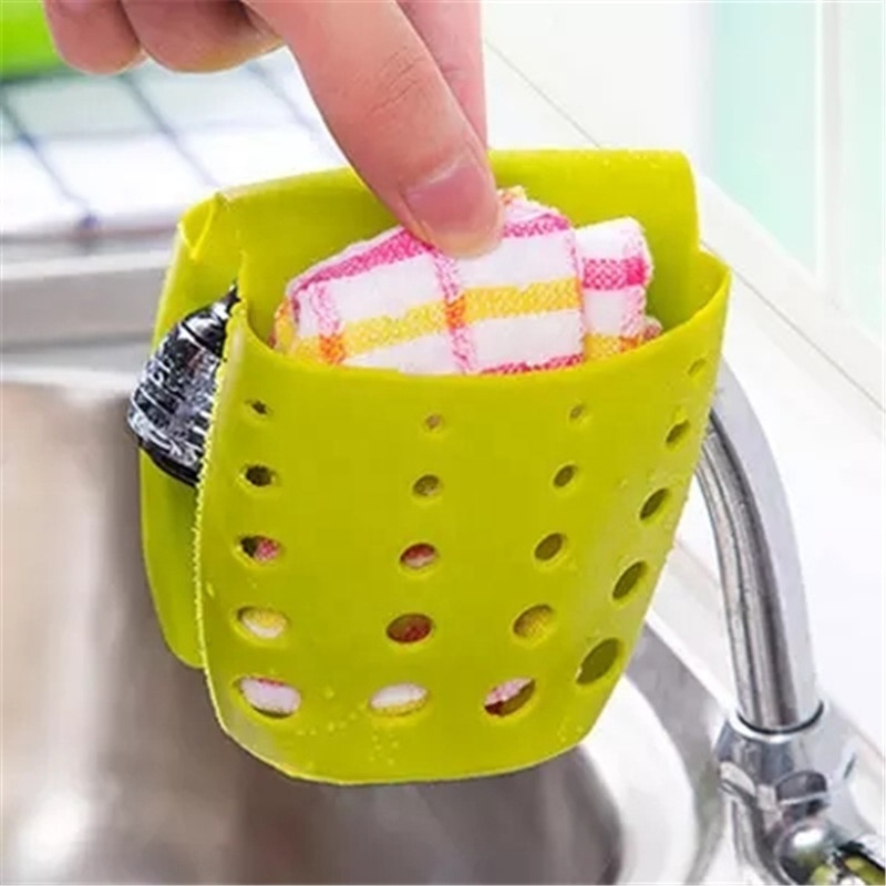 Plastic Portable Kitchen Gadgets Hanging Soap Caddy Drain Organizer Kitchen Sink Sponge Holder