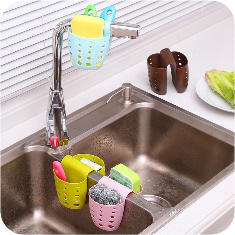 Plastic Portable Kitchen Gadgets Hanging Soap Caddy Drain Organizer Kitchen Sink Sponge Holder