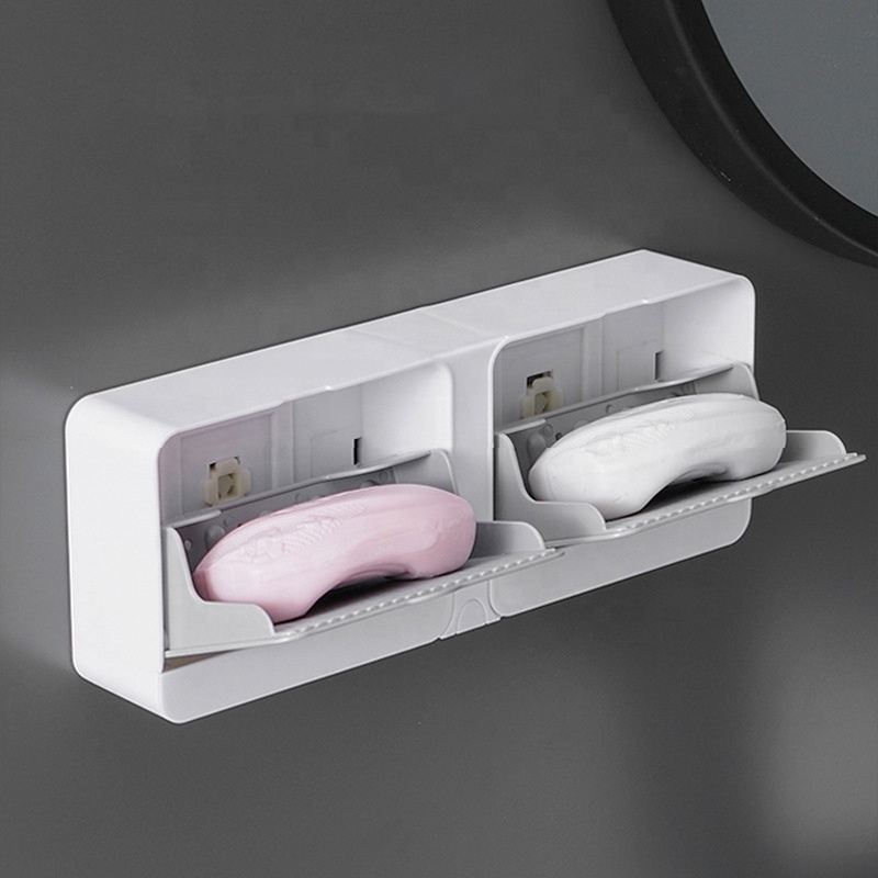 Double Compartment Wall Mount Draining Dish Soap Holder