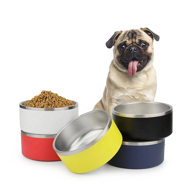 32Oz 64Oz Customize Logo Silicone Mat Double Wall Stainless Steel Dog Pet Bowl