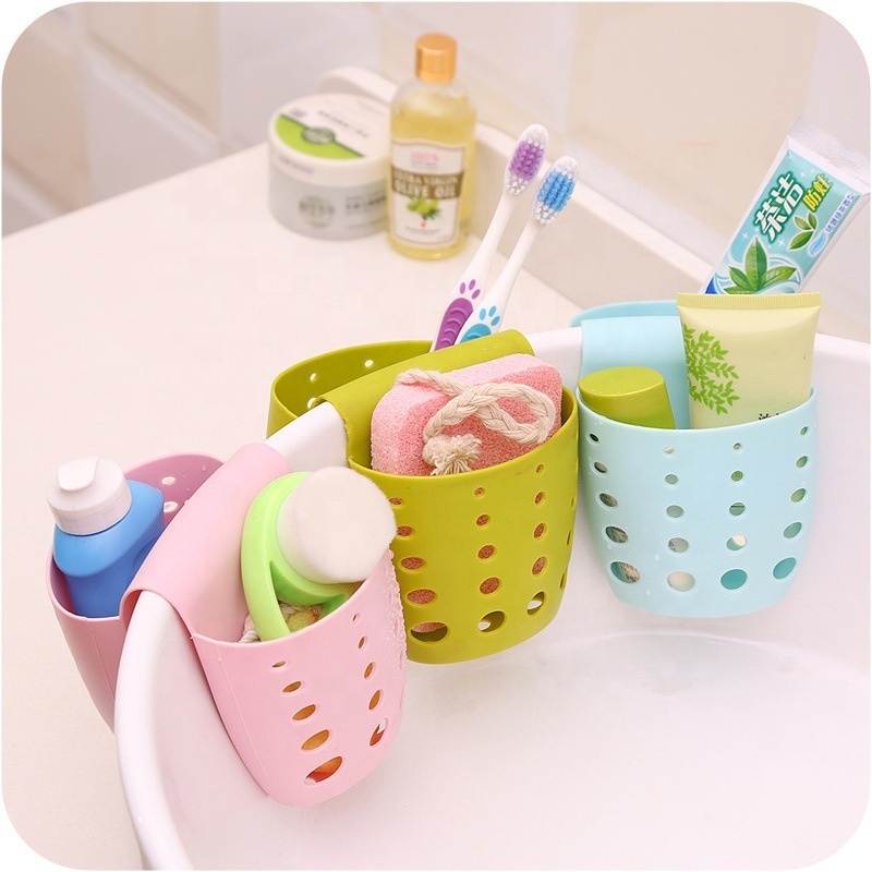 Plastic Portable Kitchen Gadgets Hanging Soap Caddy Drain Organizer Kitchen Sink Sponge Holder