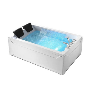 2022 New Modern Bathroom Luxury Two Person White Whirlpool Acrylic Hydro Massage Bathtub With LED Lights