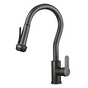 2022 New Black Copper Body Pullout Kitchen Faucet 360 Degree Rotation 30cm Extension Hose Multifunctional Faucet