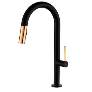 Black Gold Adjustable Rotatable Bathroom Hot And Cool Water Tap Single Handle Pullout Kitchen Basin Faucet