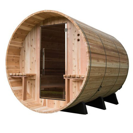 6 - 8 Person Home Used Portable 110V Wooden Dry Outdoor Barrel Steam Sauna Room With Asphalt Roof