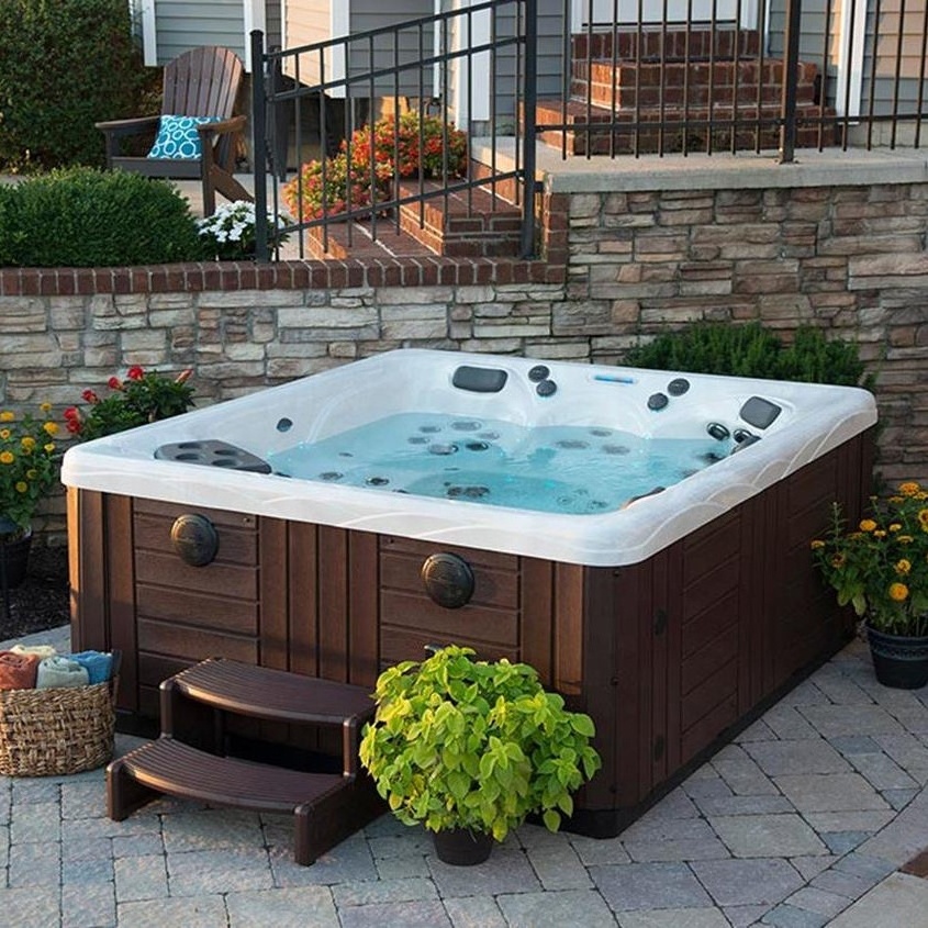 Factory Hot Selling Outdoor Double Hot massage bathtub Walk-In Wood Enclosure Vortex Ozone Tub