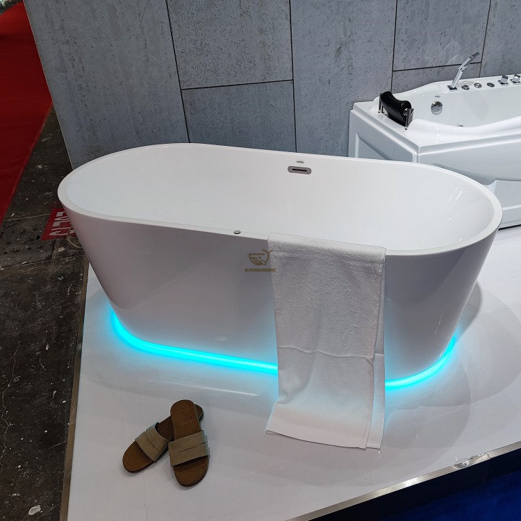 1700mm Hotel Bathroom Customized Solid Surface Adult White Acrylic Bathtub For Sale