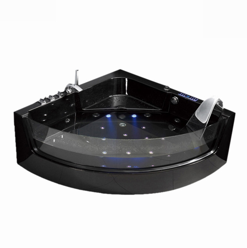 Apartment corner on double soak sex tub accessory modern black triangle whirlpool massage bathtub