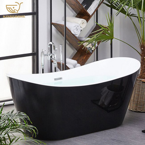 Basic Surround Best New Model Black Freestanding Rectangular Bathtub Acrylic With Faucets