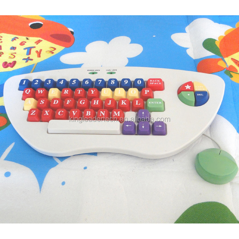 Spill-proof and washable children learning computer color keyboard