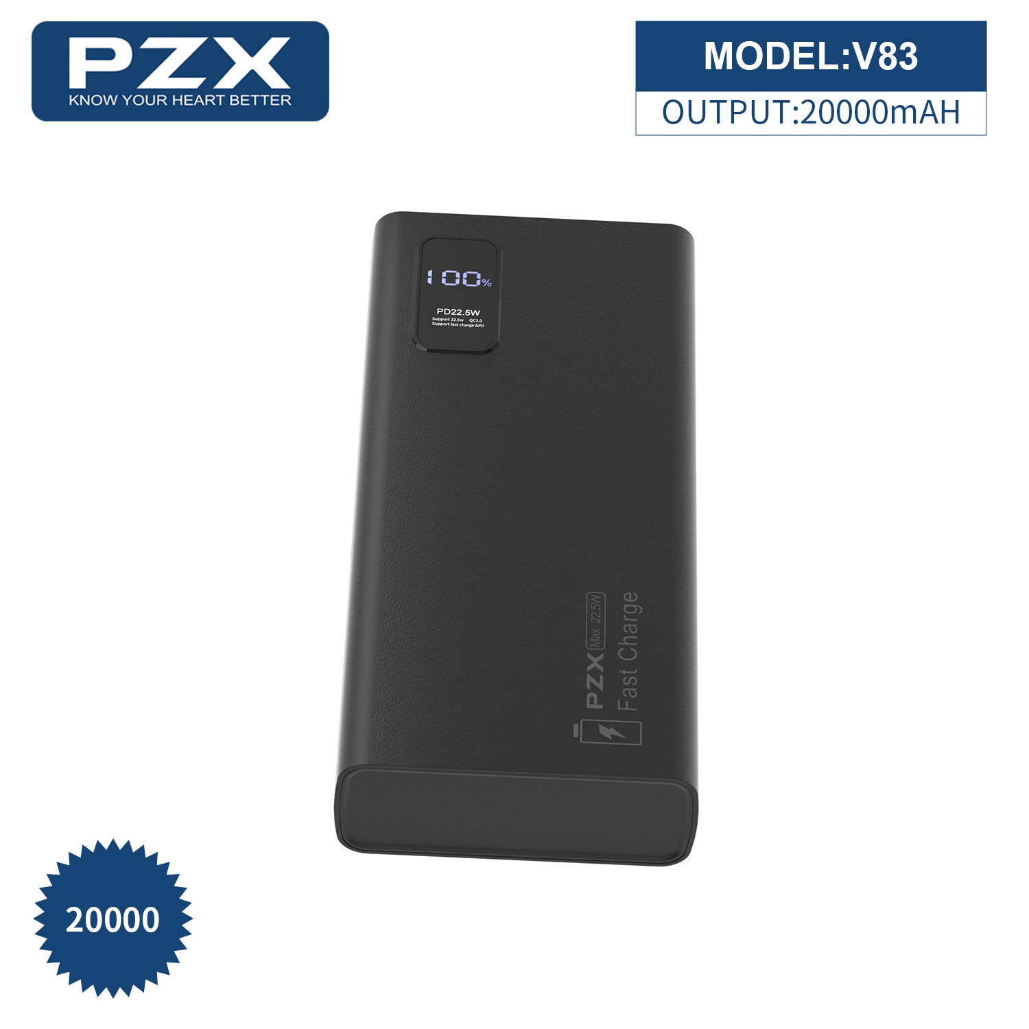 PZX V83 20w+22.5w Pd+qc Powerbank 20000 Mah Portable Smart Multi-compatible Fast Charging Power Bank 20000mah