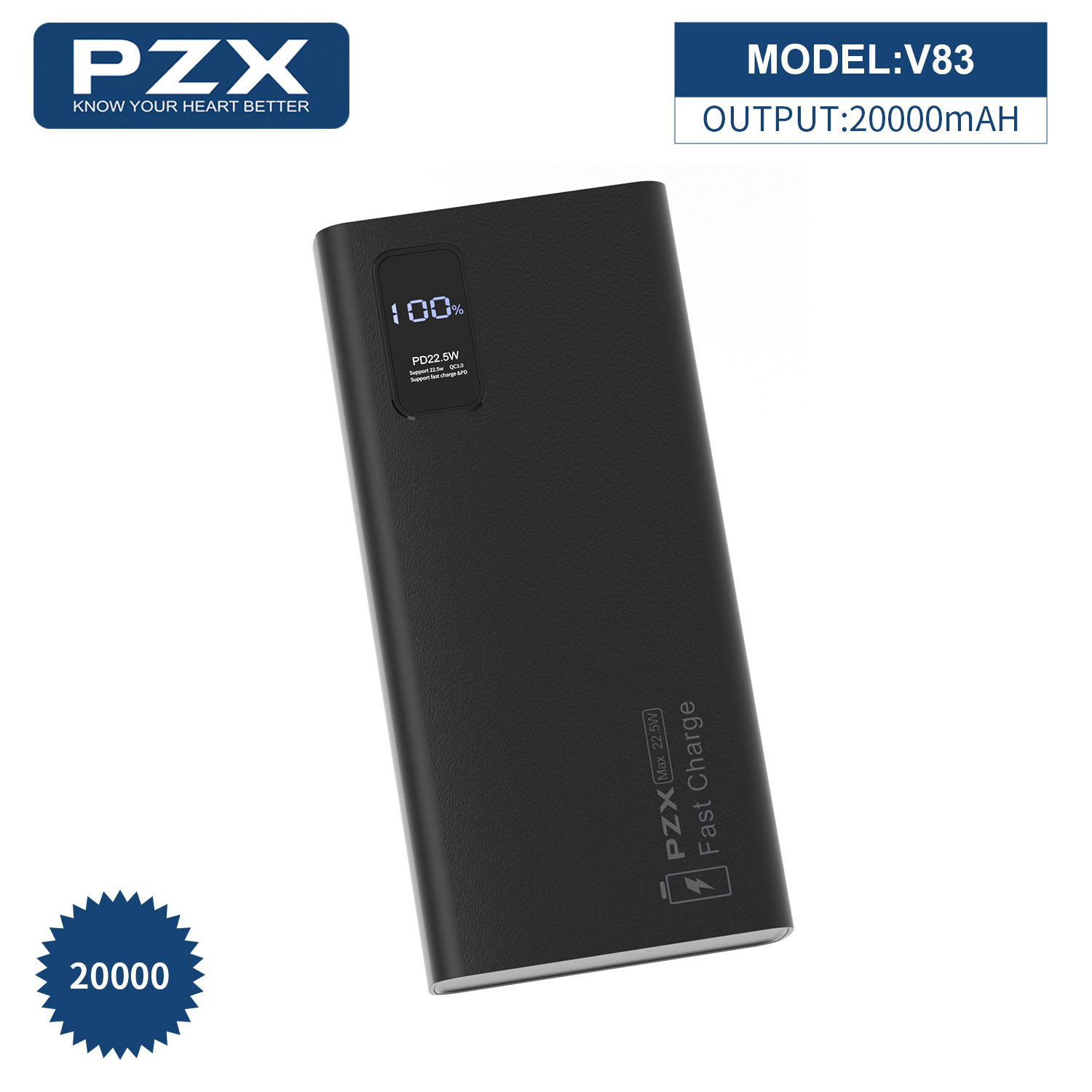 PZX V83 20w+22.5w Pd+qc Powerbank 20000 Mah Portable Smart Multi-compatible Fast Charging Power Bank 20000mah