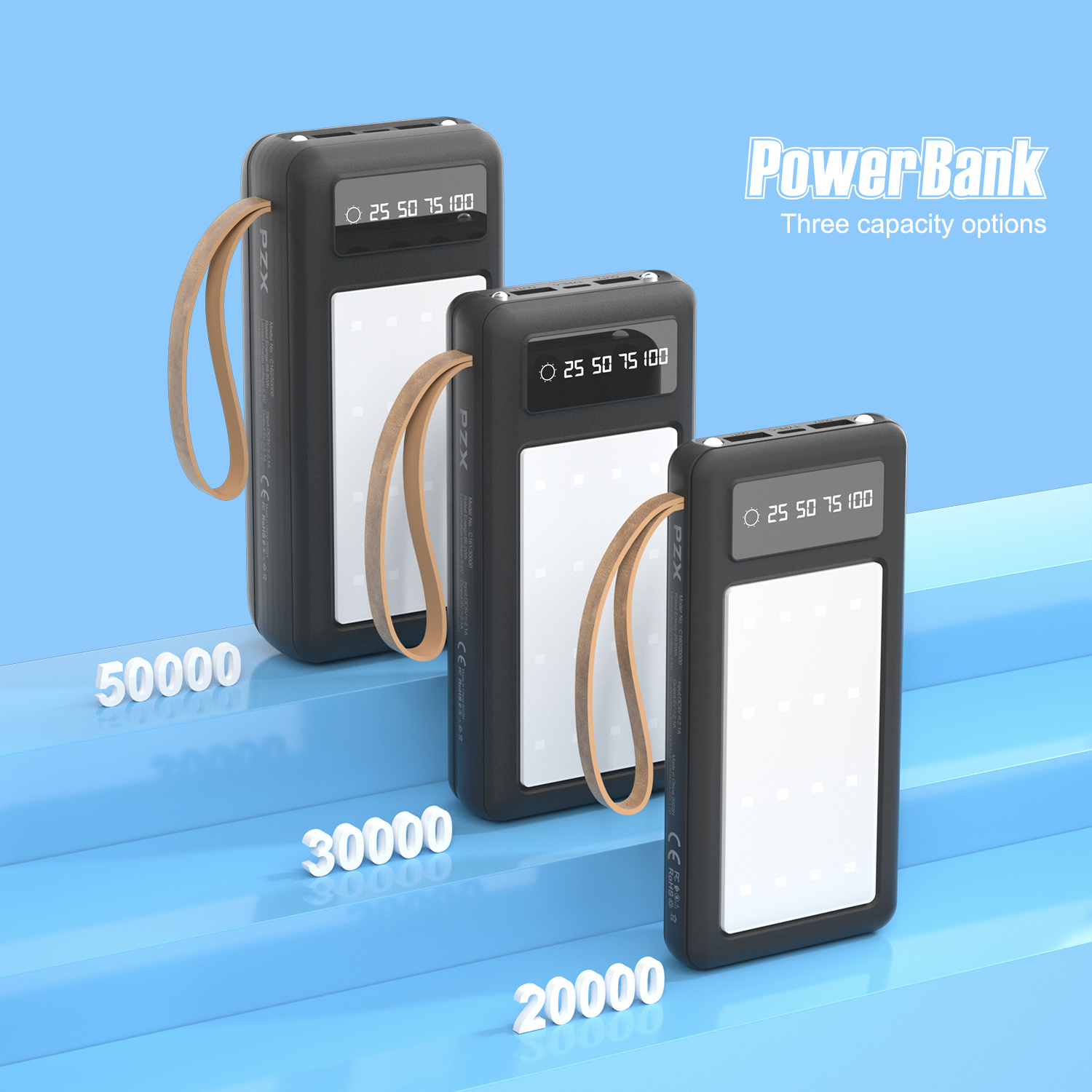 PZX New Wholesale Usb Portable Battery Power Bank 20000mah 30000mah Promotion Portable Charger Custom Logo Best Mobile Powerbank